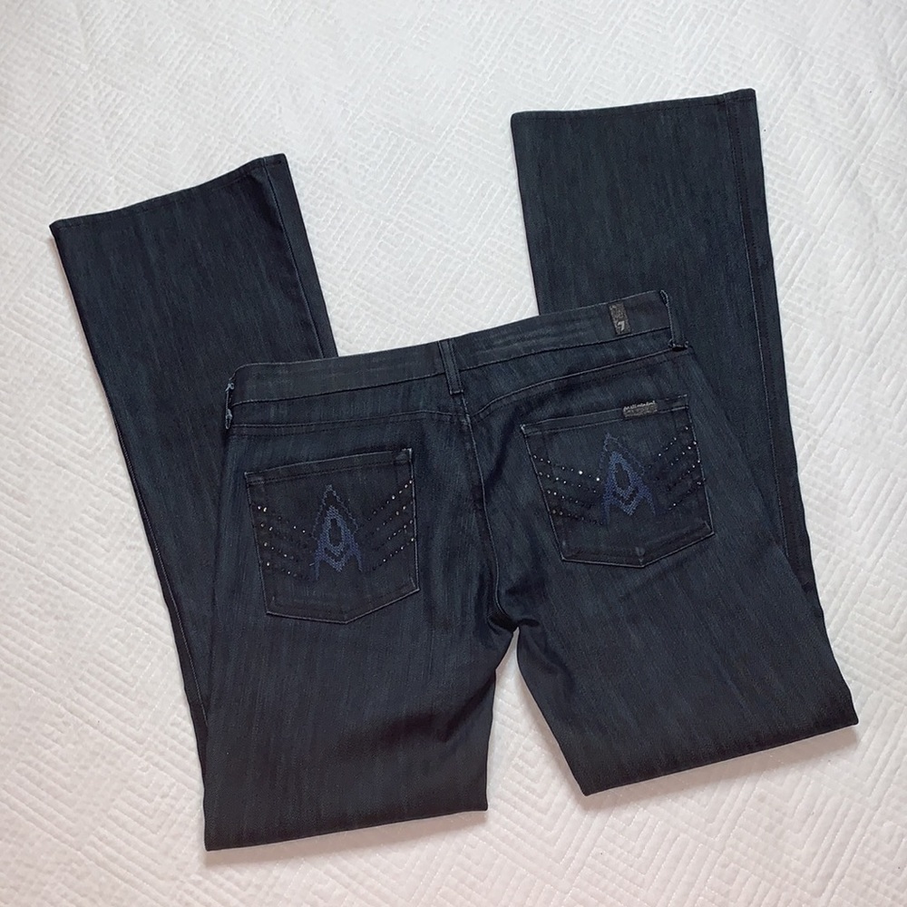 7 For All Mankind Jeans A Pocket Flare Saint Petersburg Cross Stitch, Women’s 30